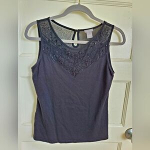 Ann Taylor beaded silk/cashmere shell medium